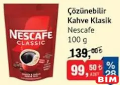 NESCAFE ÇÖZÜNEBİLİR KAHVE KLASİK 100 G